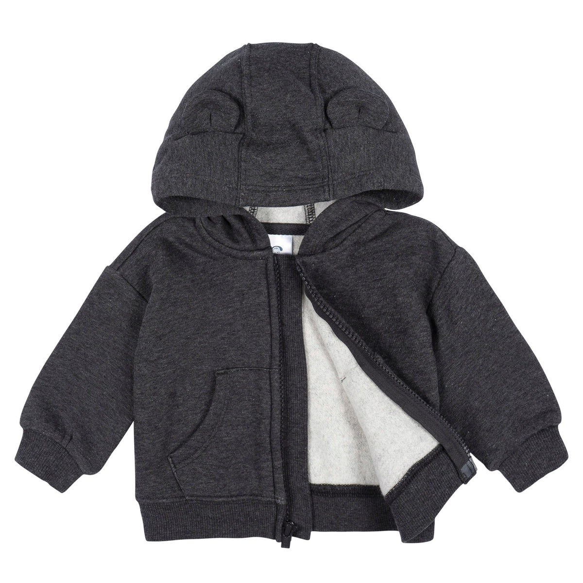 Baby Neutral Charcoal Heather Zip Front Sweatshirt-Gerber Childrenswear Wholesale