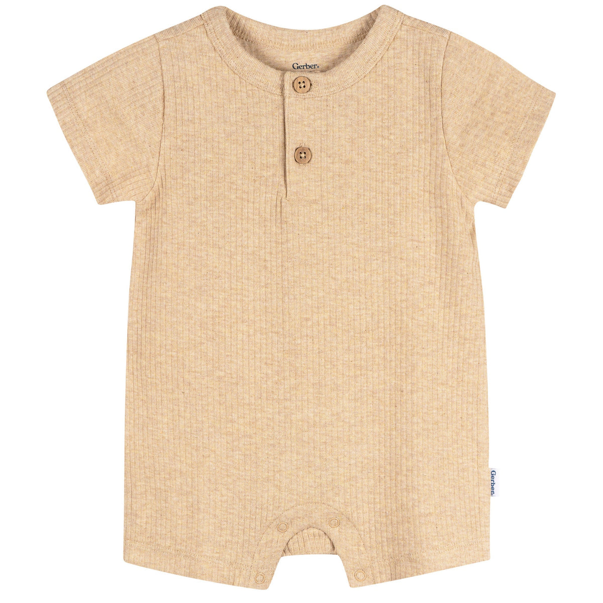 Baby Neutral Oatmeal Heather Short Sleeve Romper