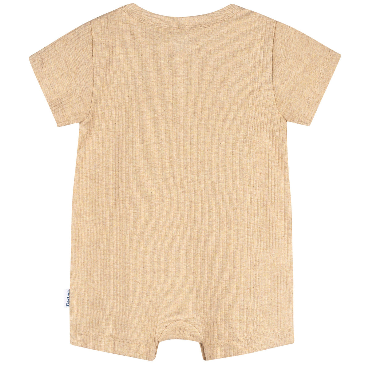 Baby Neutral Oatmeal Heather Short Sleeve Romper, view 2