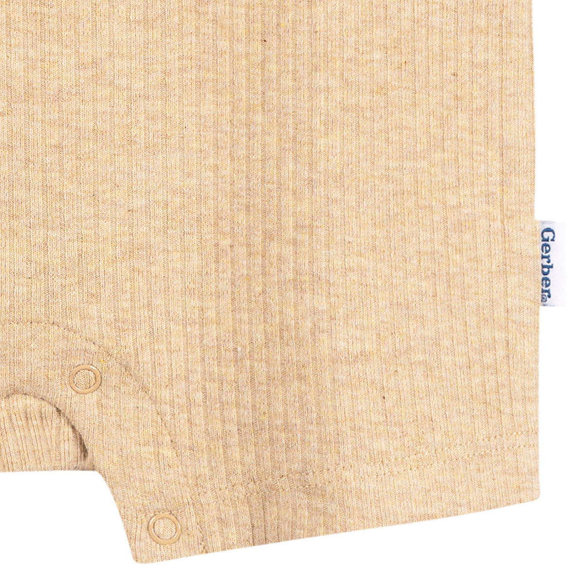 Baby Neutral Oatmeal Heather Short Sleeve Romper, view 4