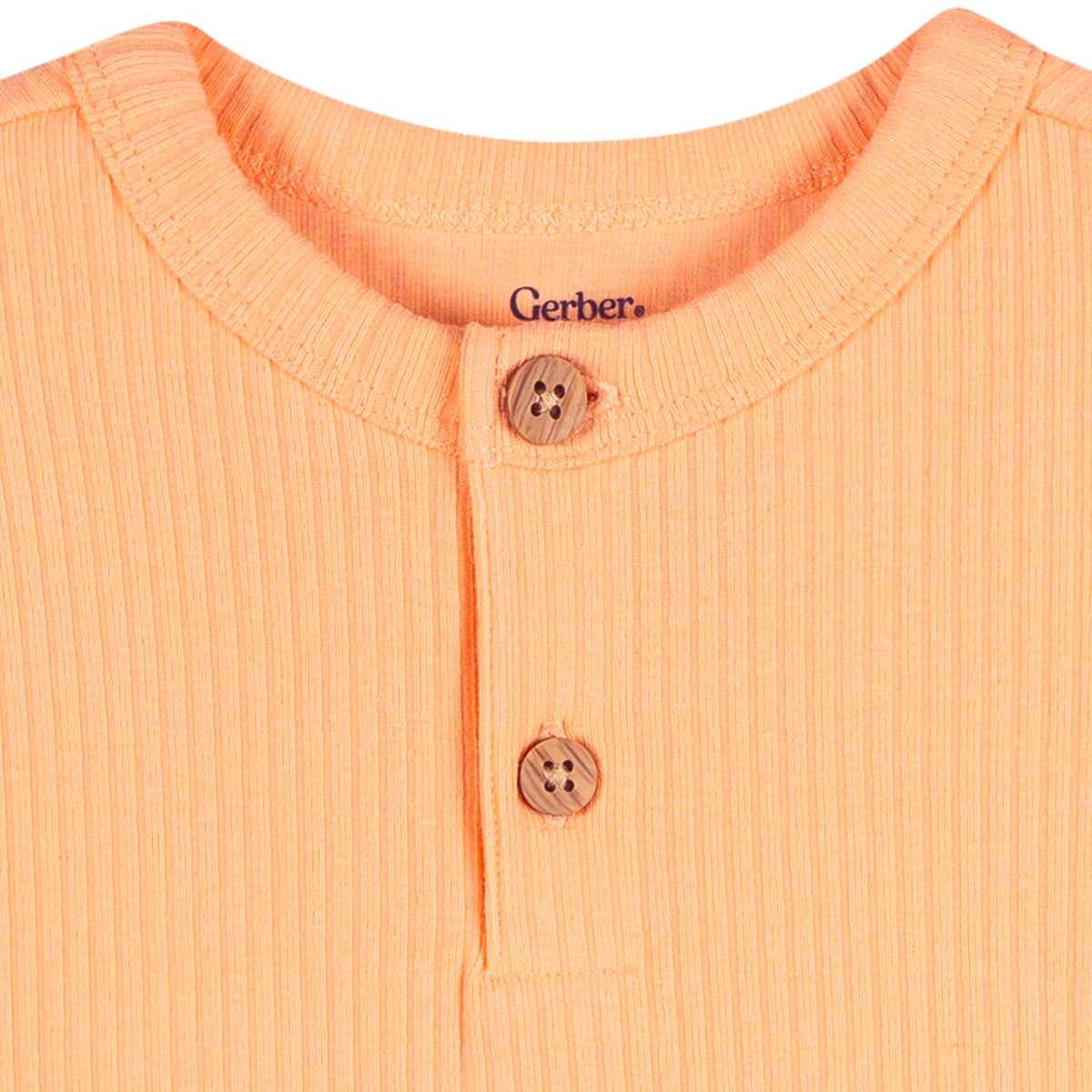 Baby Neutral Peach Short Sleeve Romper, view 3