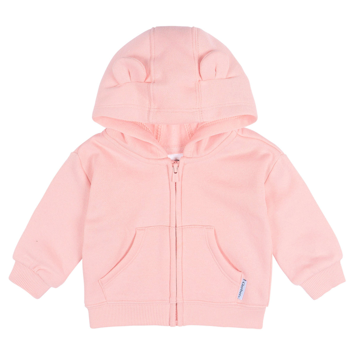Baby Neutral Pink Zip Front Sweatshirt-Gerber Childrenswear Wholesale