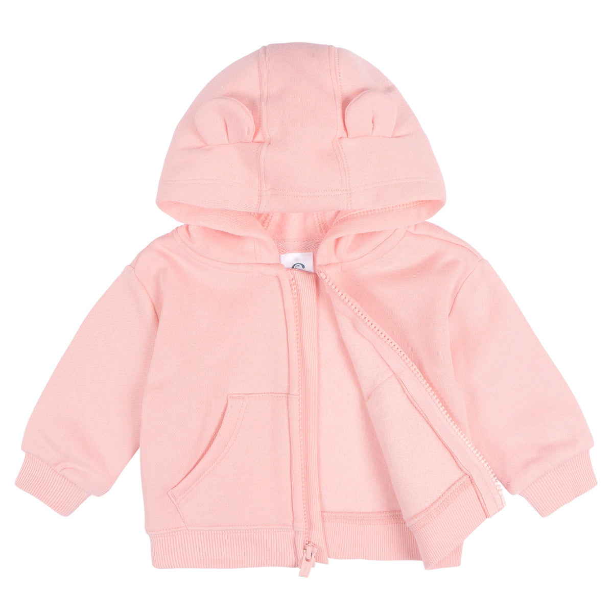 Baby Neutral Pink Zip Front Sweatshirt-Gerber Childrenswear Wholesale