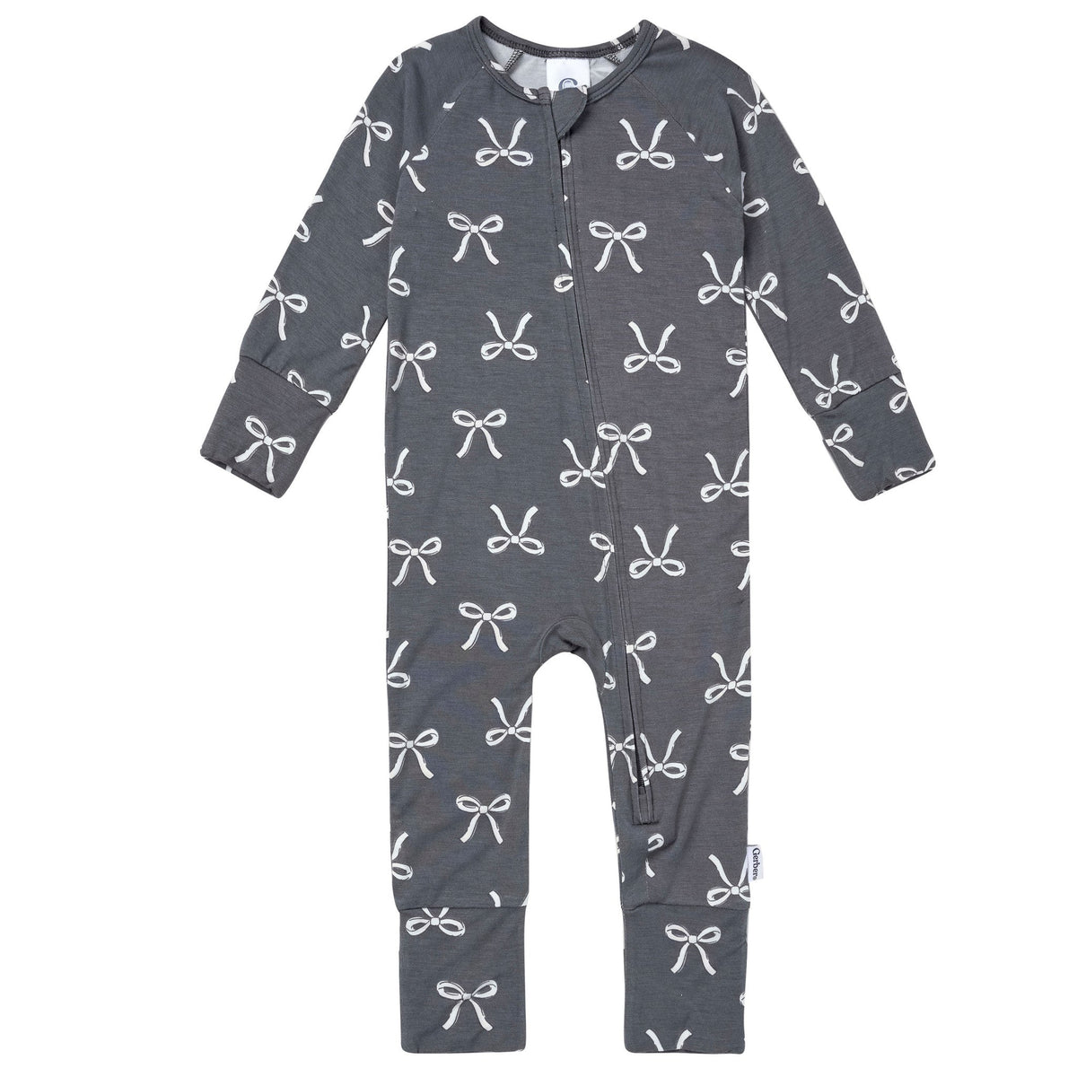 Baby & Toddler Girls Gray Bow Snug Fit Footless Pajamas-Gerber Childrenswear Wholesale