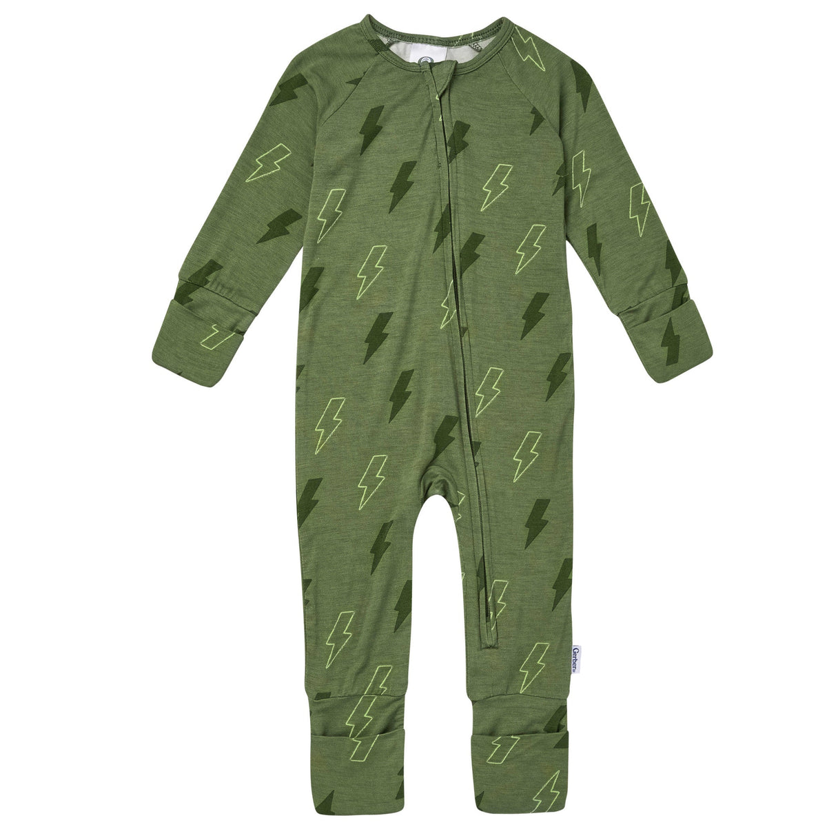 Baby Boys Green Bolts Snug Fit Footless Pajamas-Gerber Childrenswear Wholesale