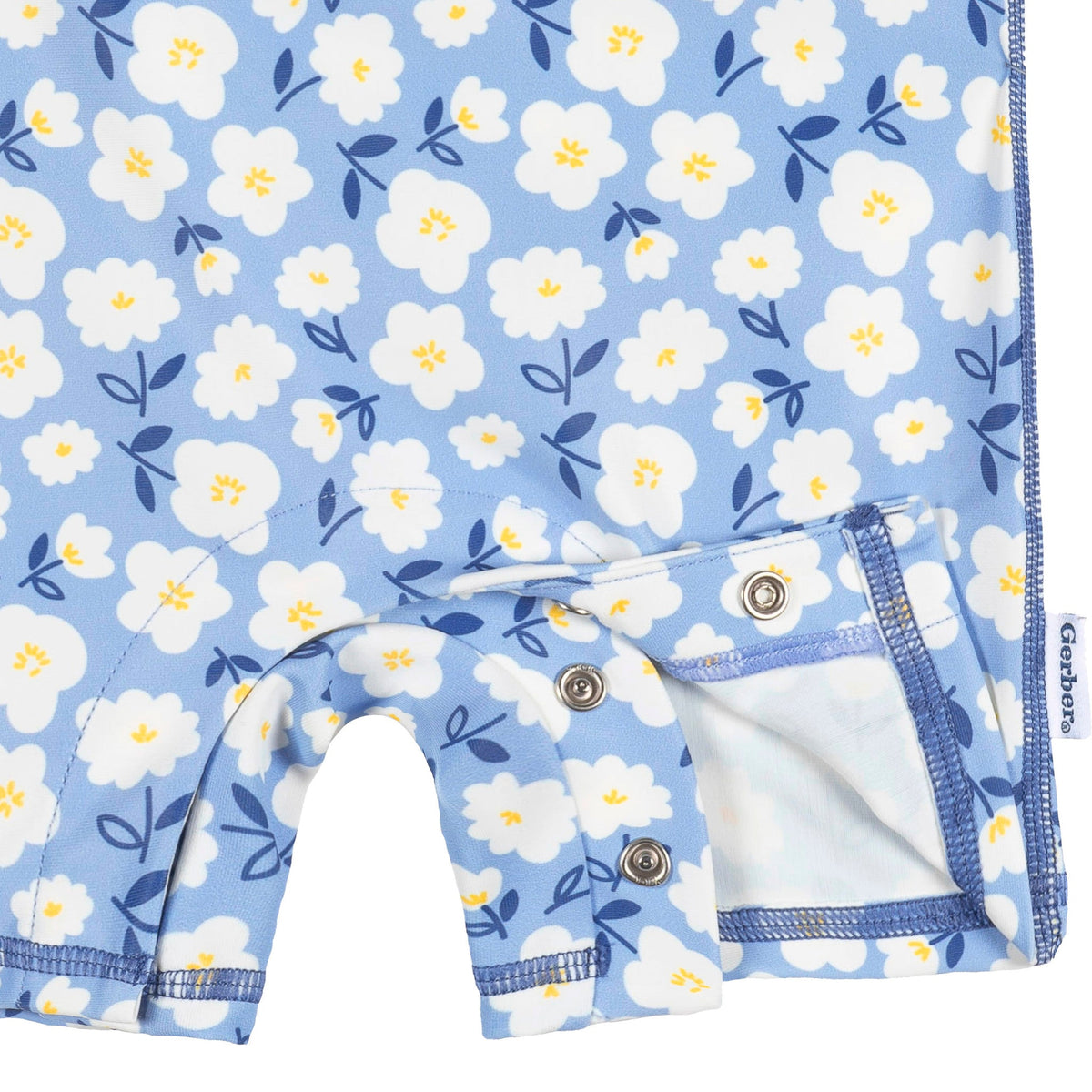 Baby Girls Blue Daisies Long Sleeve Rashguard, view 5