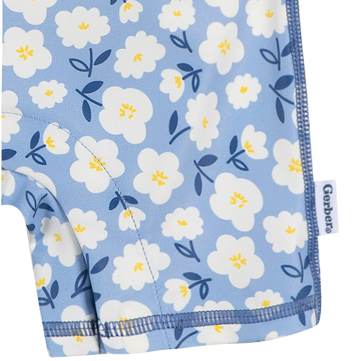 Baby Girls Blue Daisies Long Sleeve Rashguard, view 4