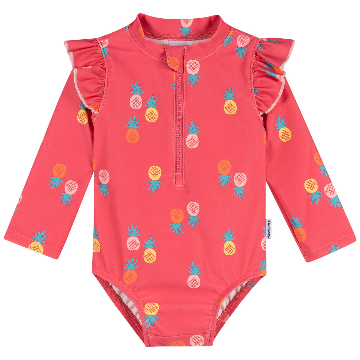 Baby Girls Pink Pineapple Rashguard Suit