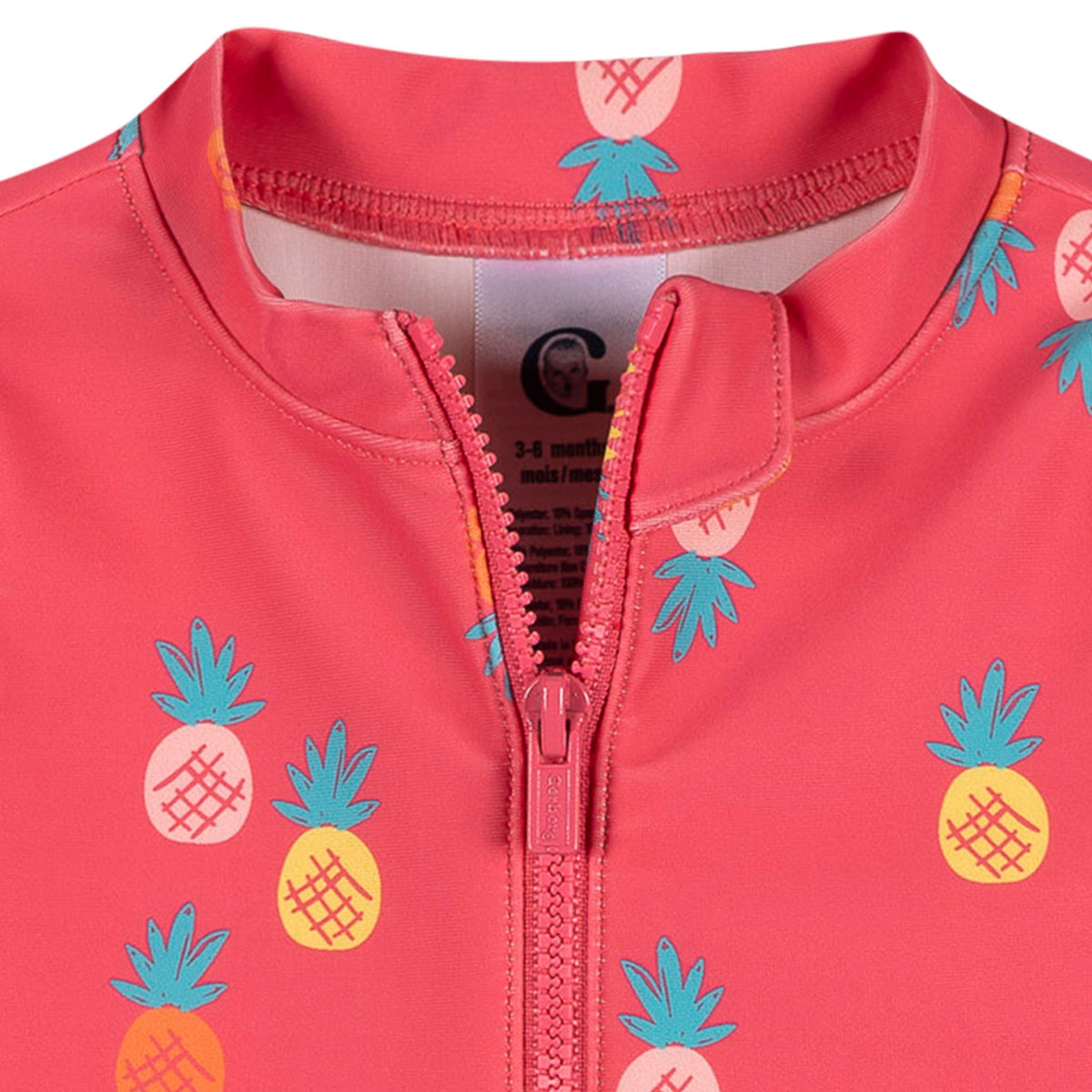 Baby Girls Pink Pineapple Rashguard Suit, view 3