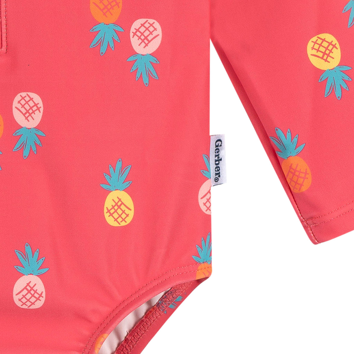 Baby Girls Pink Pineapple Rashguard Suit, view 4