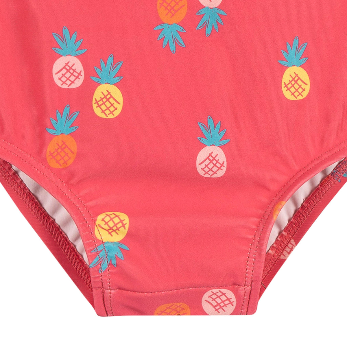 Baby Girls Pink Pineapple Rashguard Suit, view 5