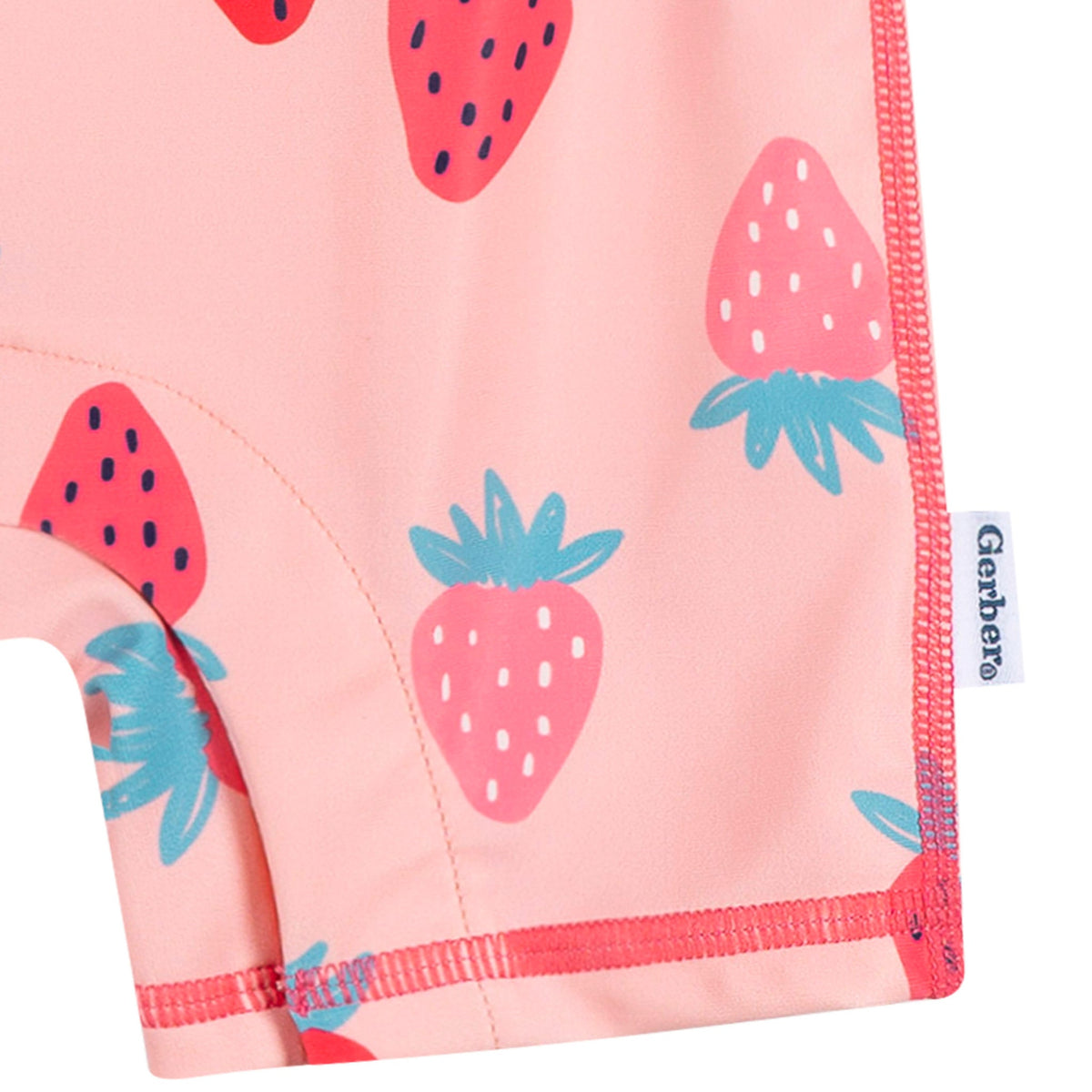 Baby Girls Pink Strawberry Long Sleeve Rashguard, view 4