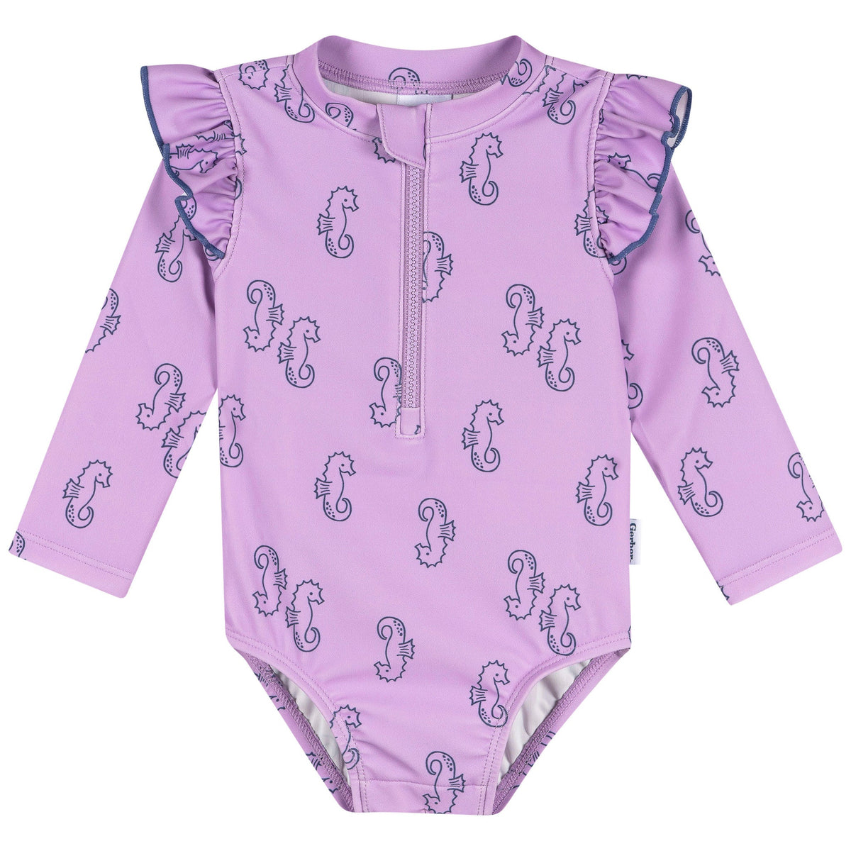 Baby Girls Purple Seahorses Rashguard Suit