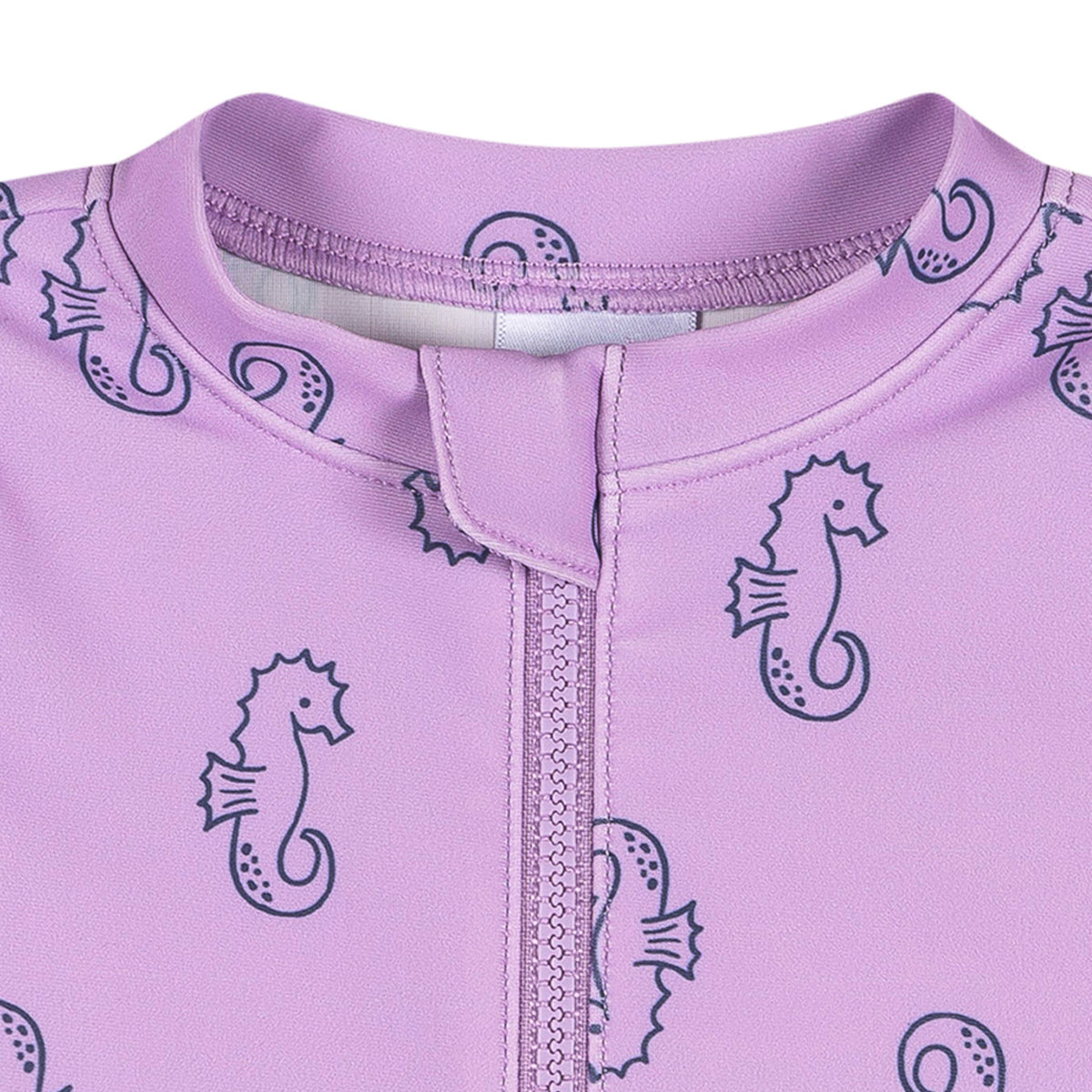 Baby Girls Purple Seahorses Rashguard Suit, view 3