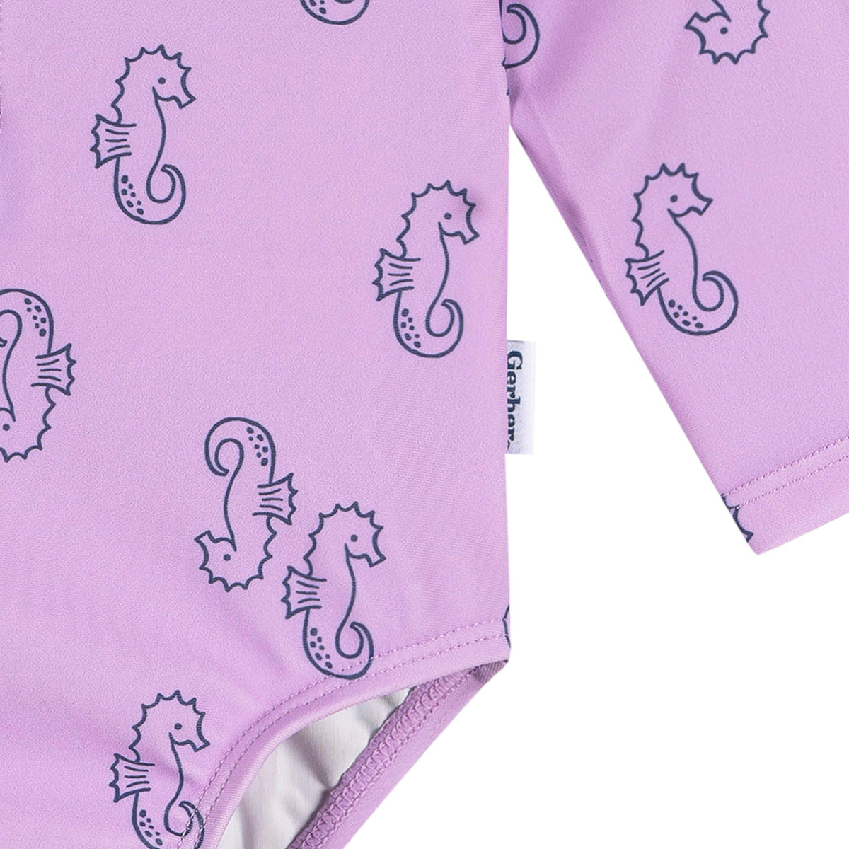 Baby Girls Purple Seahorses Rashguard Suit, view 4