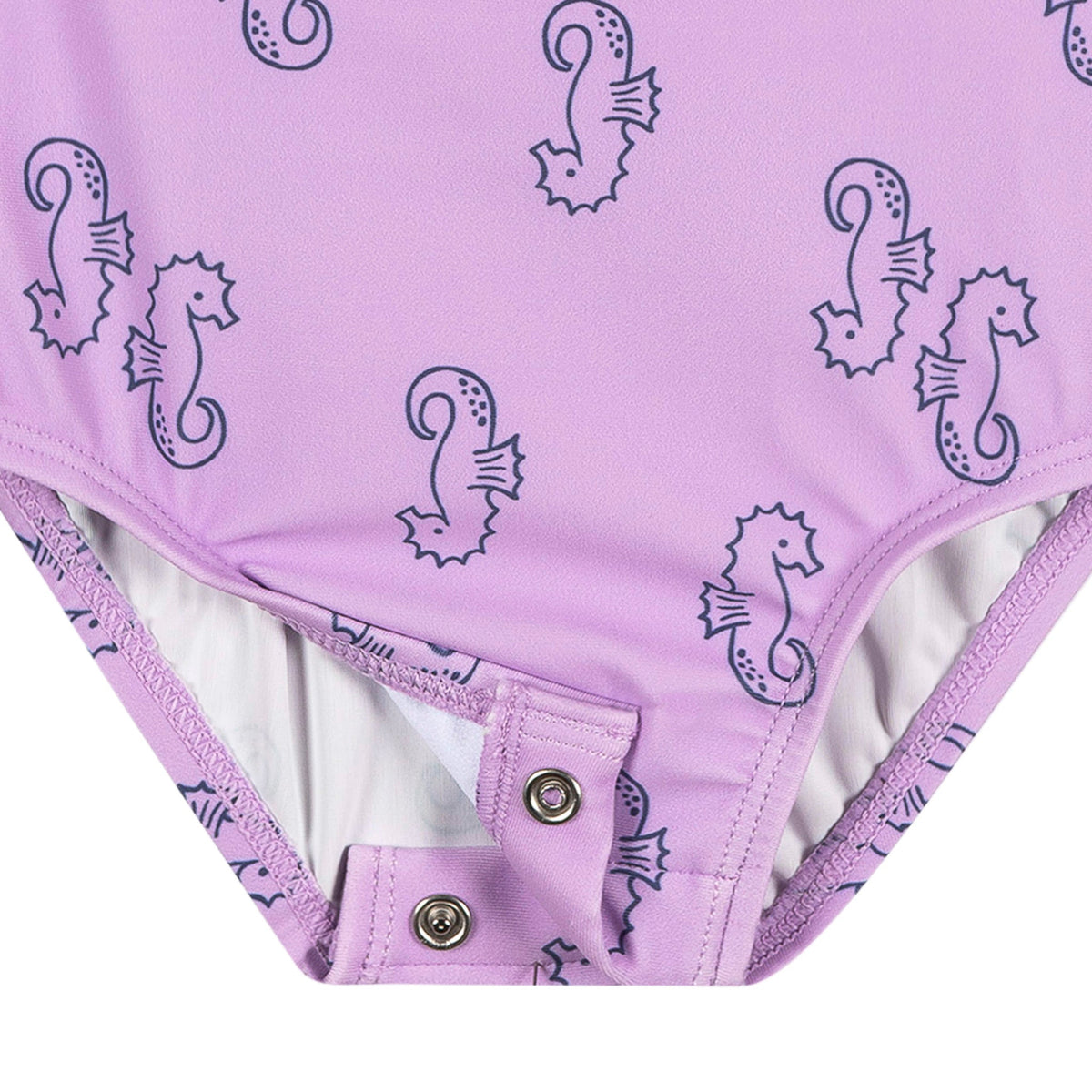 Baby Girls Purple Seahorses Rashguard Suit, view 6