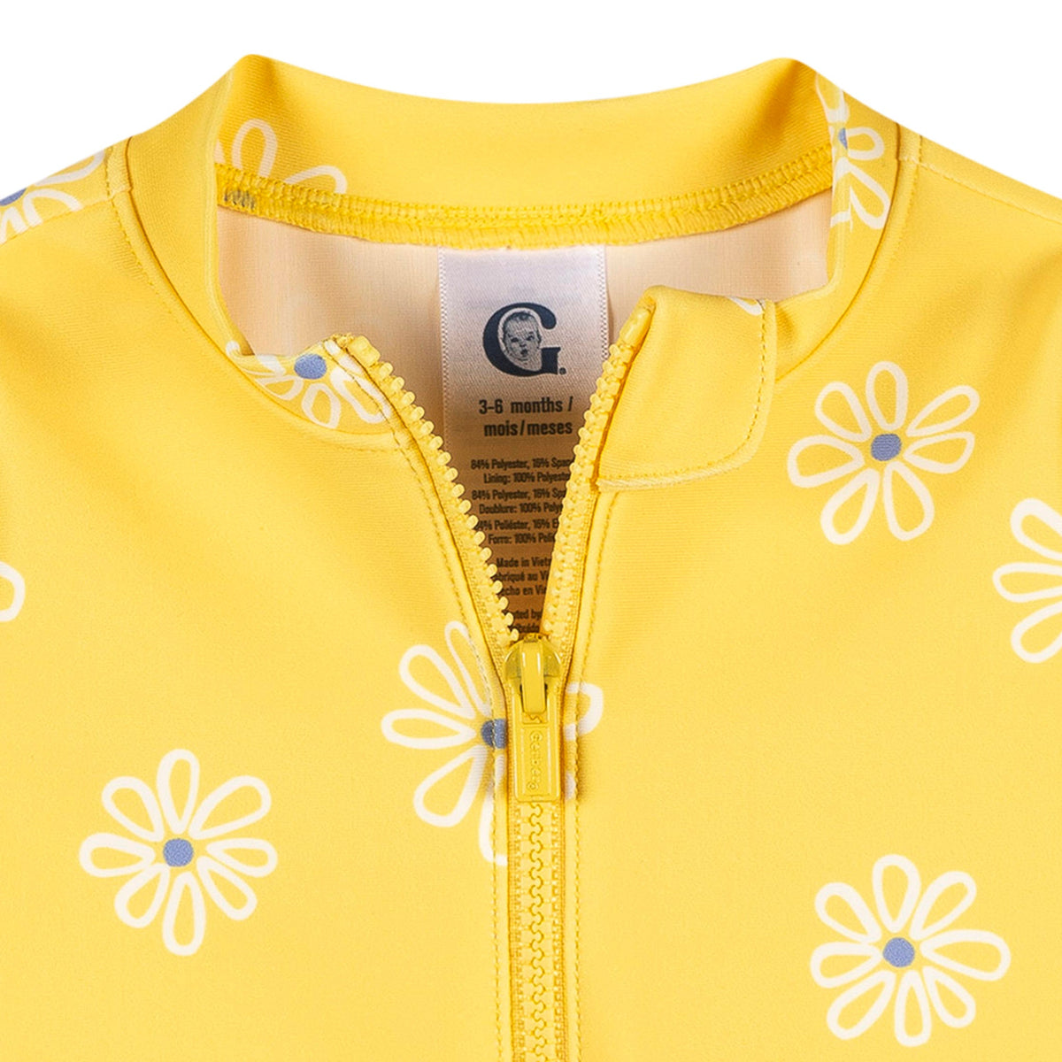 Baby Girls Yellow Daisies Rashguard Suit, view 2