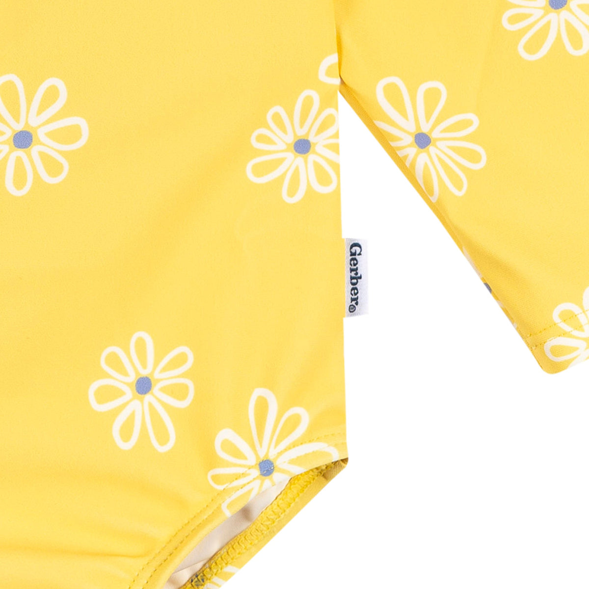 Baby Girls Yellow Daisies Rashguard Suit, view 4