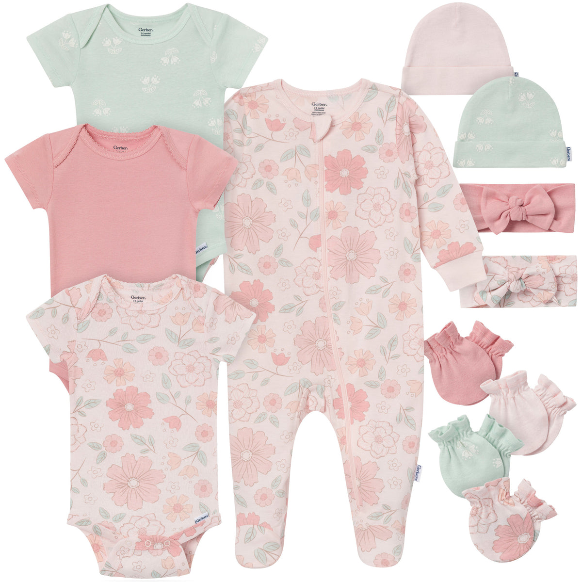12-Piece Baby Girls Romantic Floral Layette Set