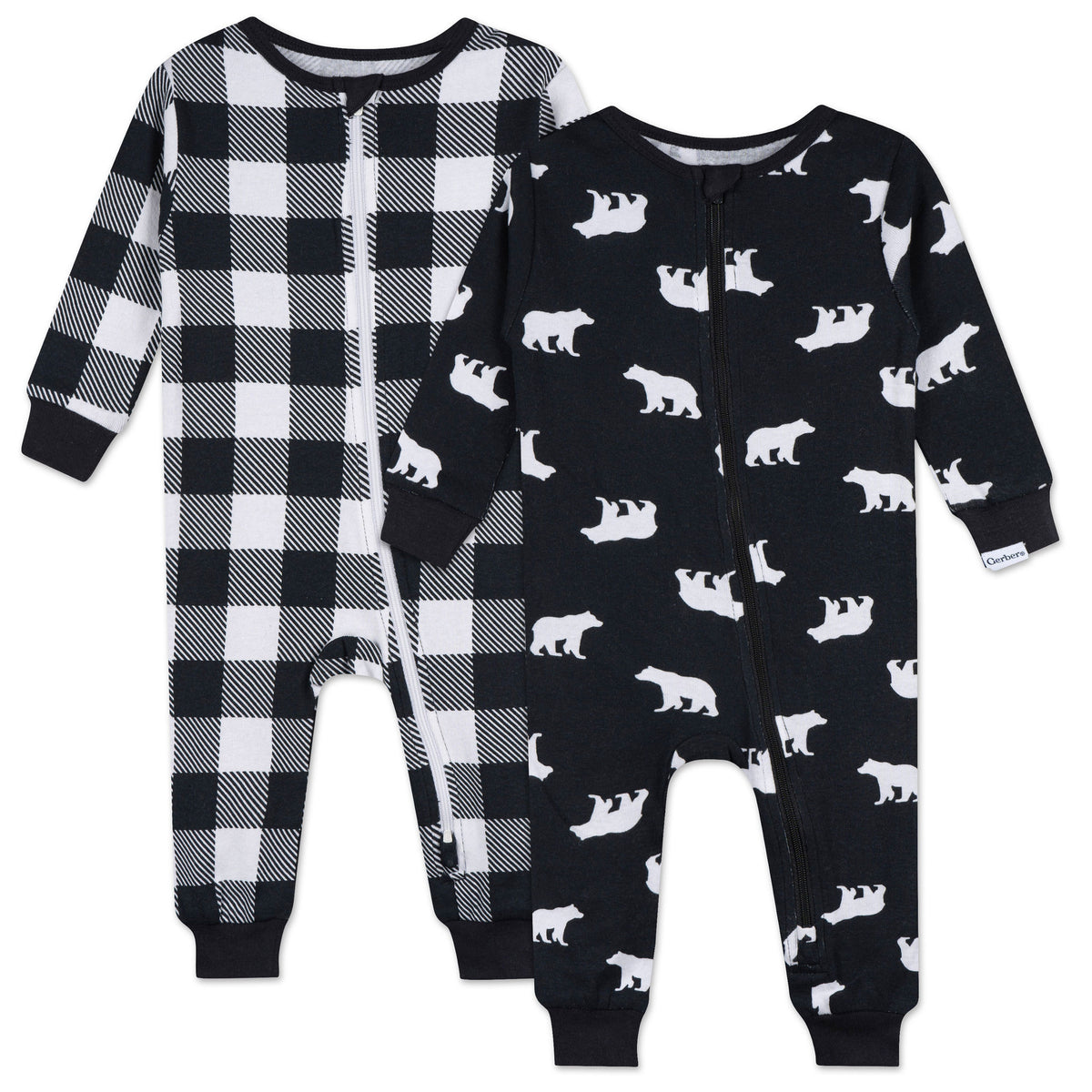 2-Pack Baby & Toddler Boys Bears Snug Fit Footless Pajamas