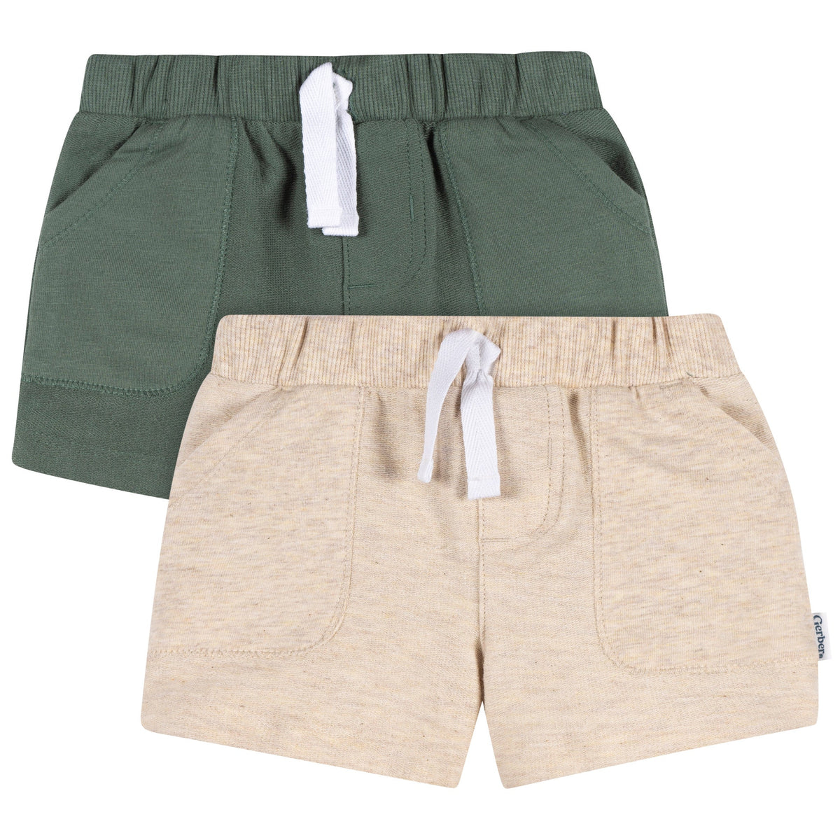 2-Pack Baby & Toddler Boys Green & Tan Knit Shorts-Gerber Childrenswear Wholesale