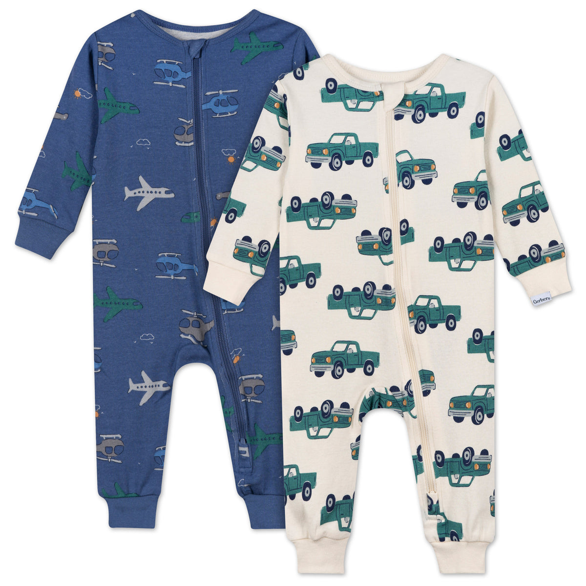 2-Pack Baby & Toddler Boys Trucks Snug Fit Footless Pajamas