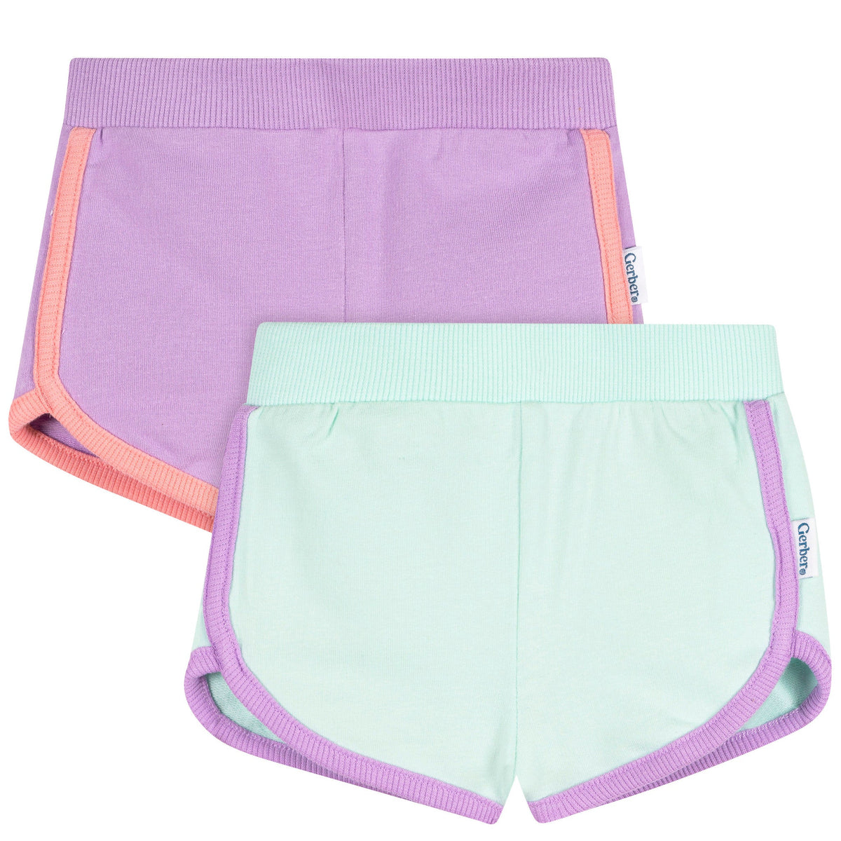 2-Pack Baby & Toddler Girls Aqua & Purple Knit Dolphin Shorts-Gerber Childrenswear Wholesale