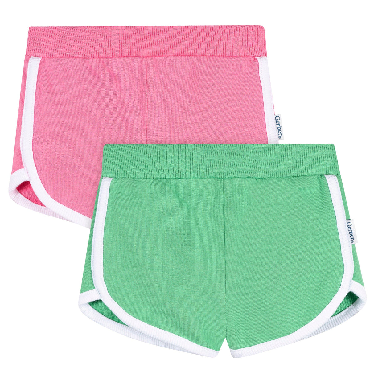 2-Pack Baby & Toddler Girls Green & Pink Knit Dolphin Shorts-Gerber Childrenswear Wholesale