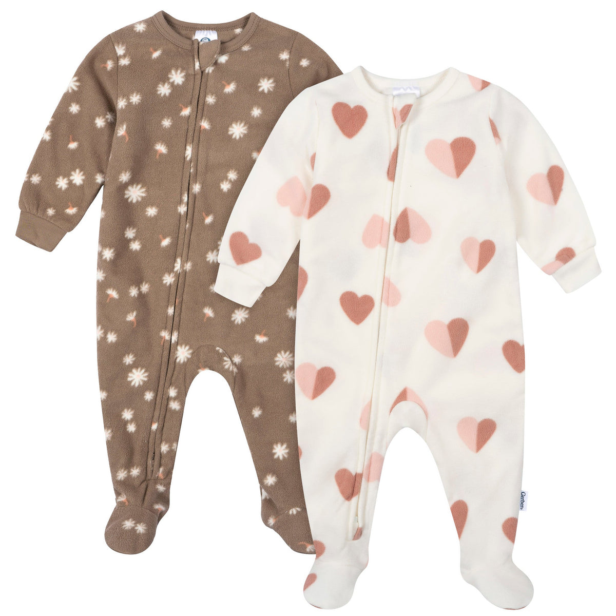 2-Pack Baby & Toddler Girls Hearts Footed Fleece Pajamas-Gerber Childrenswear Wholesale