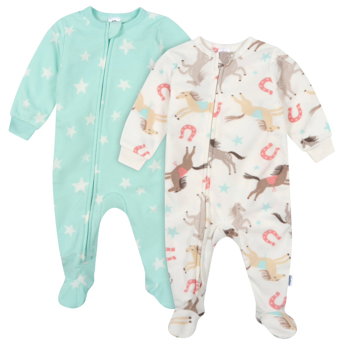 2-Pack Baby & Toddler Girls Horses Footed Fleece Pajamas-Gerber Childrenswear Wholesale