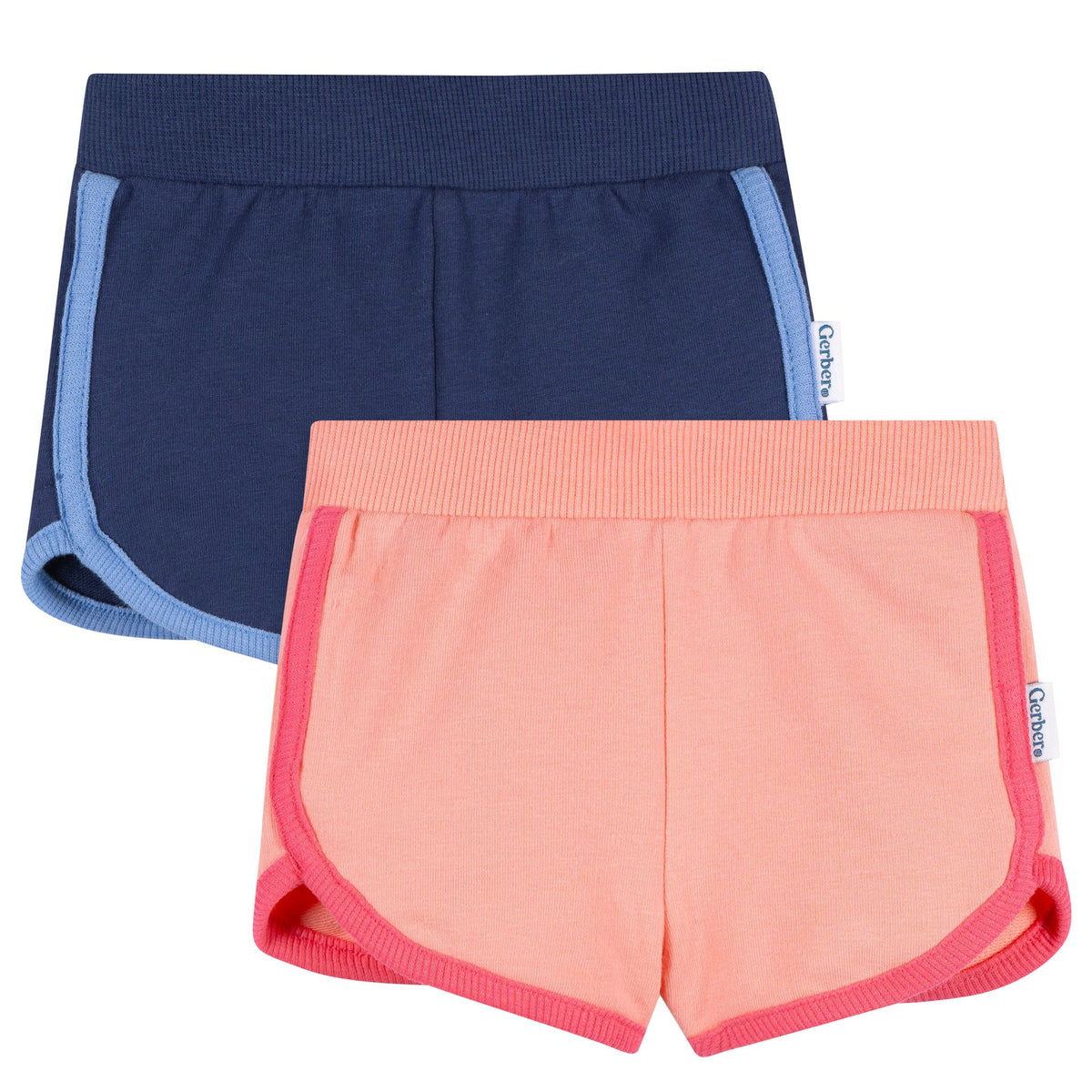 2-Pack Baby & Toddler Girls Pink & Blue Knit Dolphin Shorts-Gerber Childrenswear Wholesale