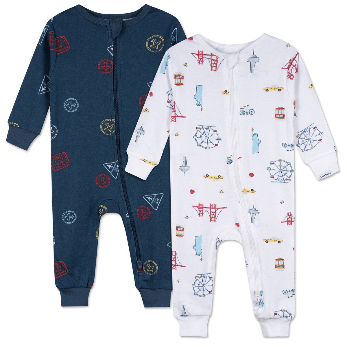 2-Pack Baby & Toddler Neutral City Snug Fit Footless Pajamas
