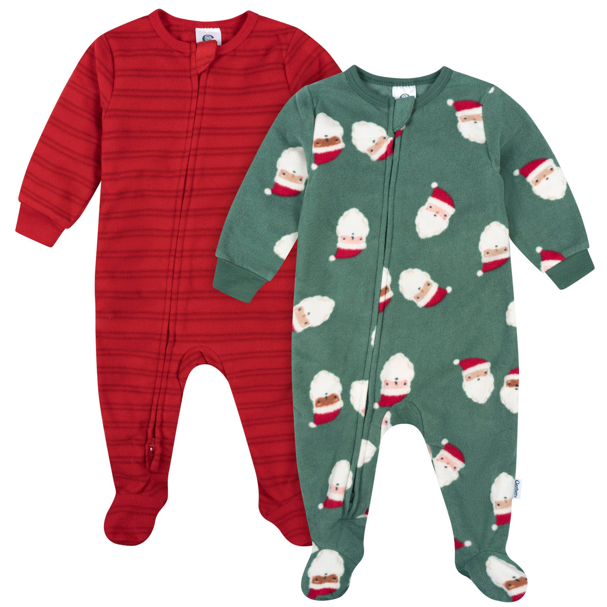 2-Pack Baby & Toddler Neutral Santas Footed Fleece Pajamas-Gerber Childrenswear Wholesale