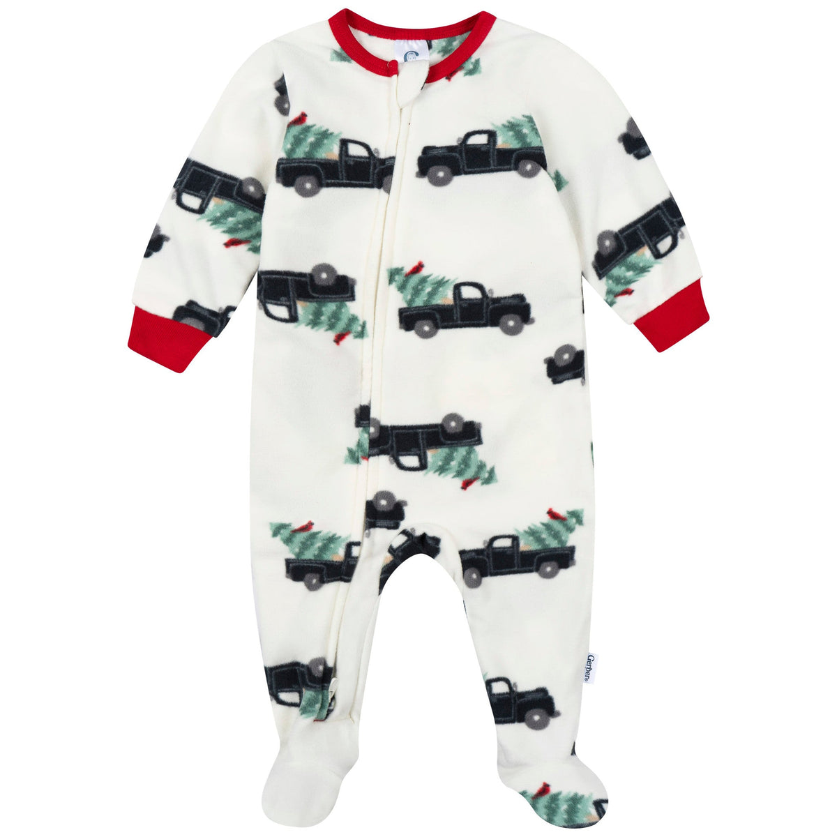2-Pack Baby & Toddler Neutral Trucks Footed Fleece Pajamas-Gerber Childrenswear Wholesale