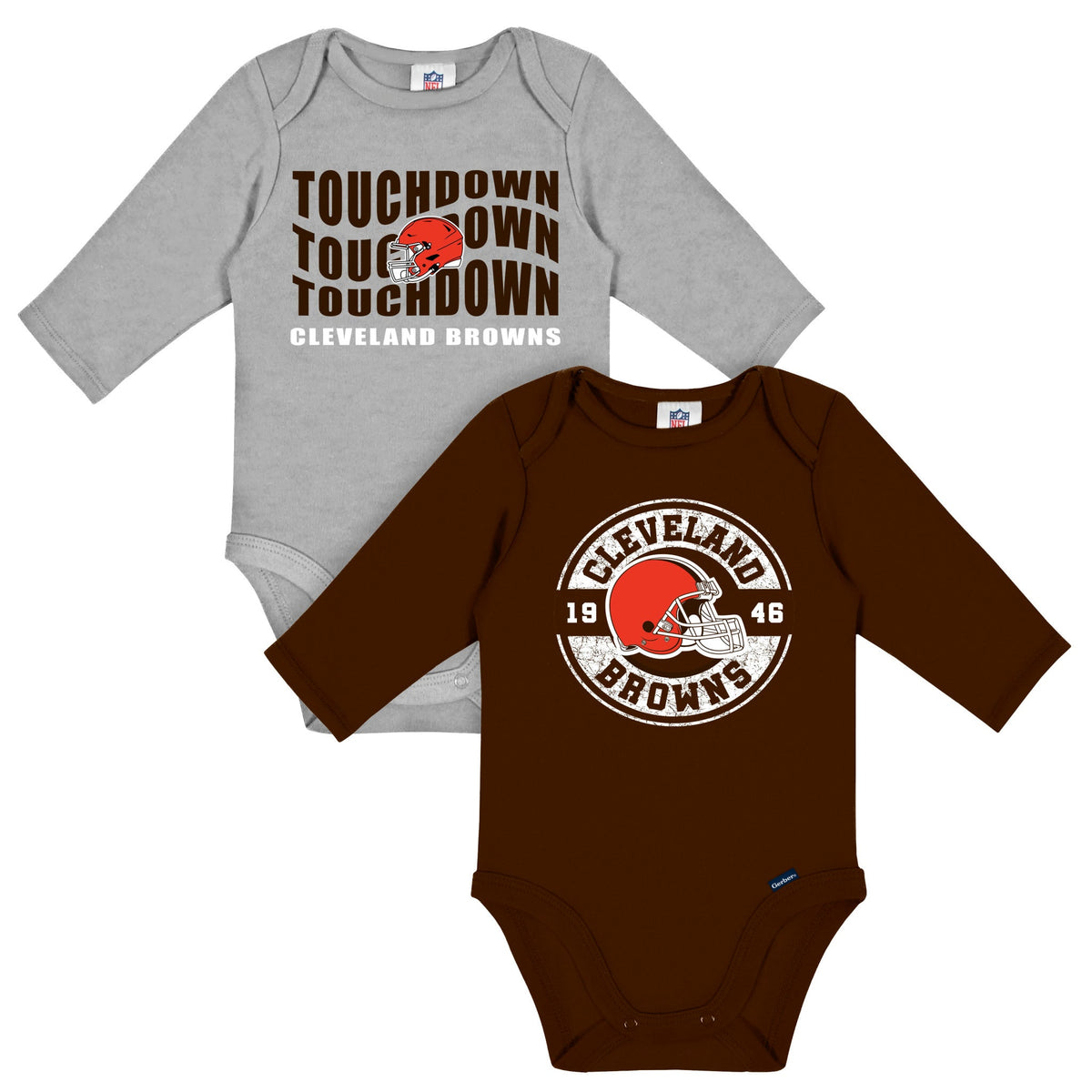2-Pack Baby Boys Cleveland Browns Long Sleeve Bodysuit Set
