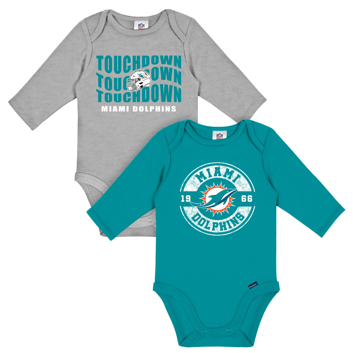 2-Pack Baby Boys Miami Dolphins Long Sleeve Bodysuit Set