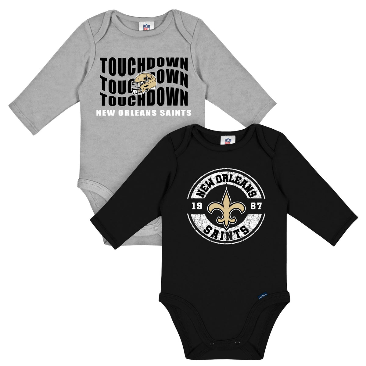 2-Pack Baby Boys New Orleans Saints Long Sleeve Bodysuit Set