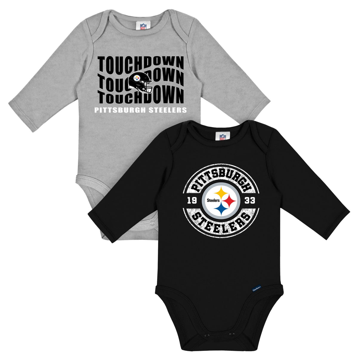 2-Pack Baby Boys Pittsburgh Steelers Long Sleeve Bodysuit Set