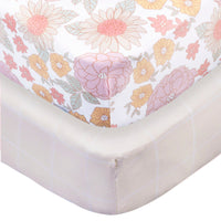 2-Pack Baby Girls Retro Floral Crib Sheet