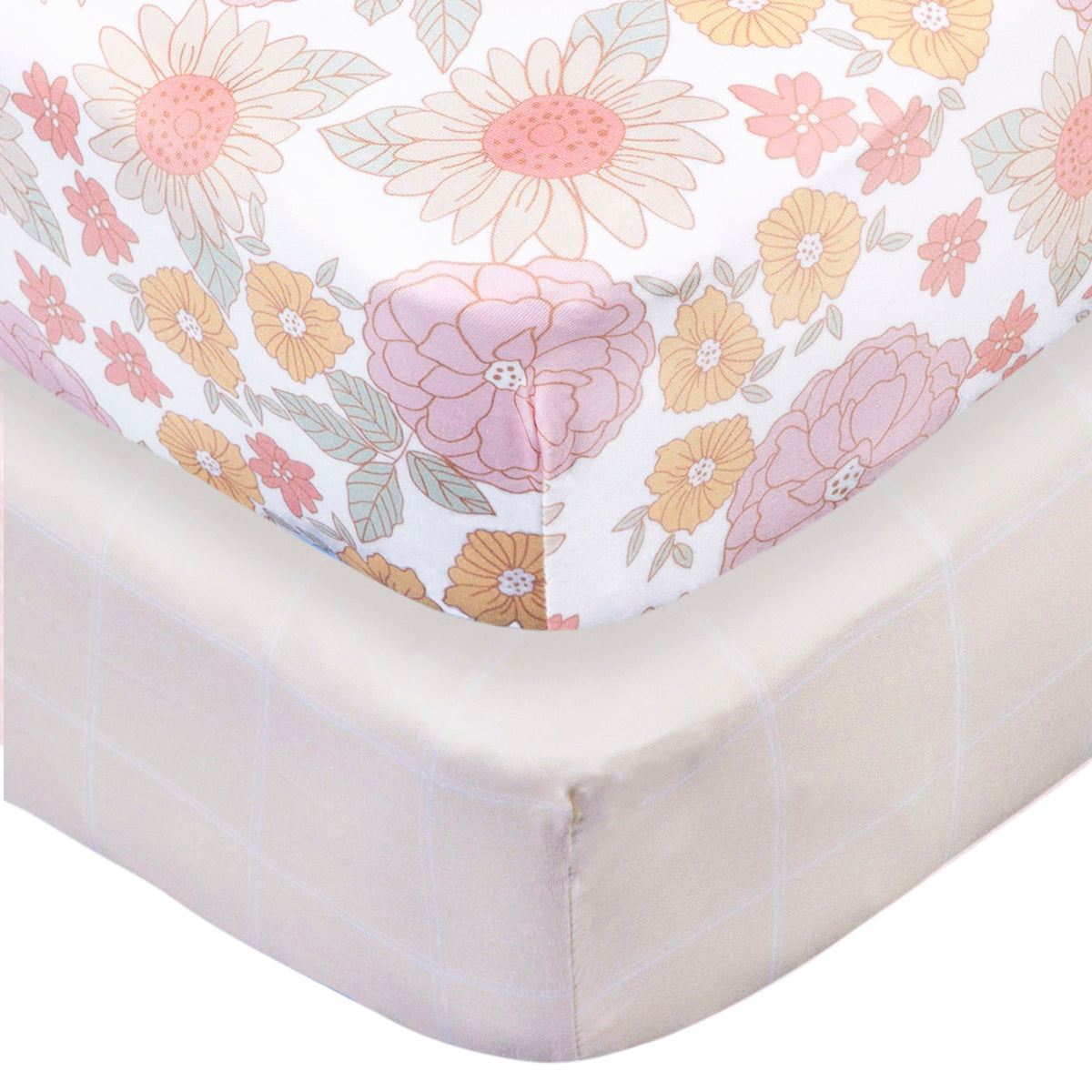 2-Pack Baby Girls Retro Floral Crib Sheet