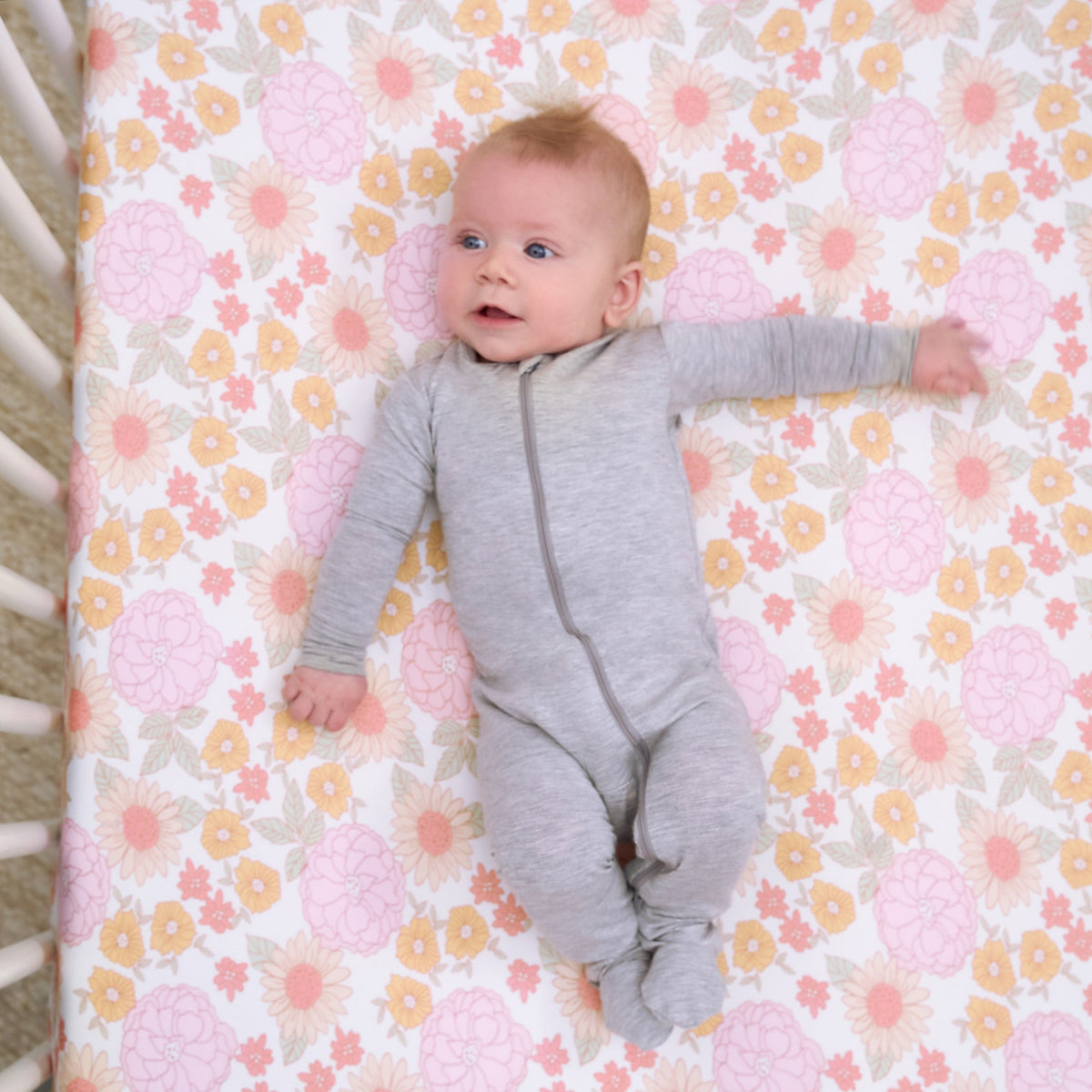 2-Pack Baby Girls Retro Floral Crib Sheet, view 3