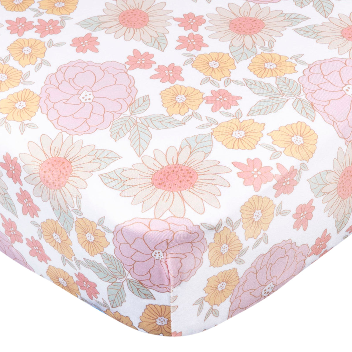 2-Pack Baby Girls Retro Floral Crib Sheet, view 4