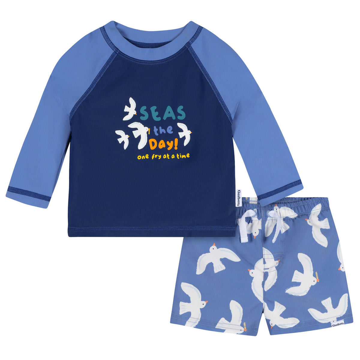 2-Piece Baby & Toddler Boys Blue Birds Rashguard & Trunks Set