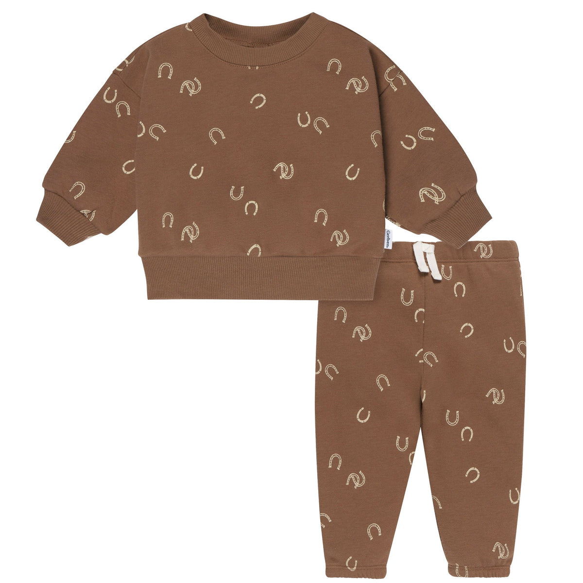 2-Piece Baby & Toddler Boys Brown Horseshoe Fleece Outfit Set