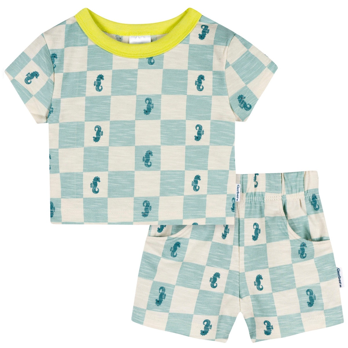2-Piece Baby & Toddler Boys Green Seahorse T-Shirt and Shorts Set