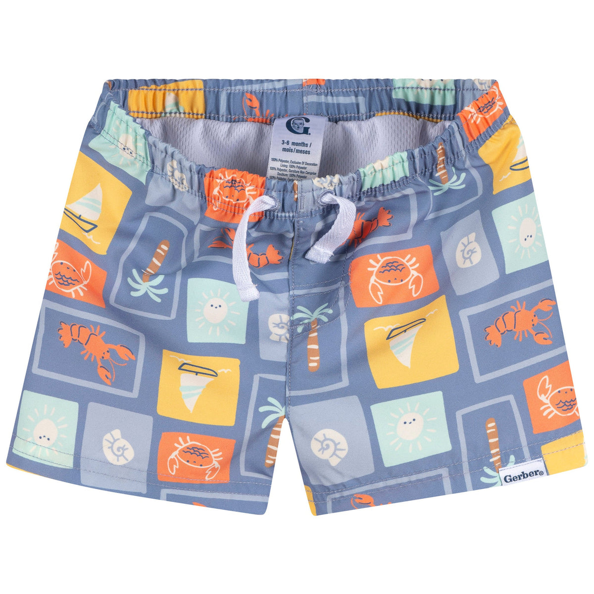 2-Piece Baby & Toddler Boys Green Stamps Rashguard & Trunks Set, view 5