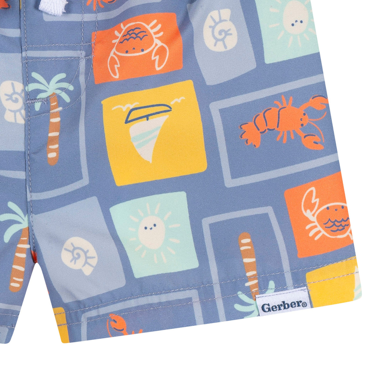 2-Piece Baby & Toddler Boys Green Stamps Rashguard & Trunks Set, view 7
