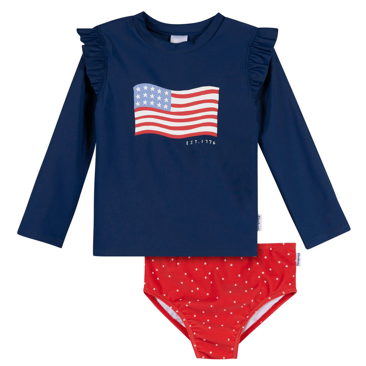 2-Piece Baby & Toddler Girls Usa Flag Rashguard and Bottoms
