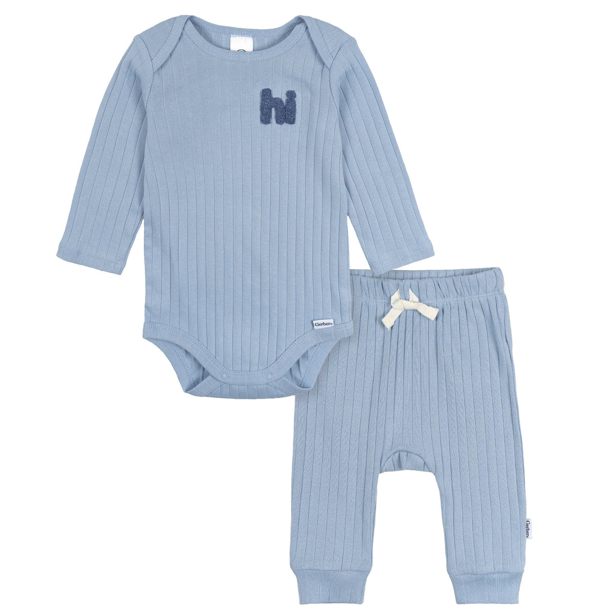 2-Piece Baby Boys Blue Bodysuit and Pant Set-Gerber Childrenswear Wholesale