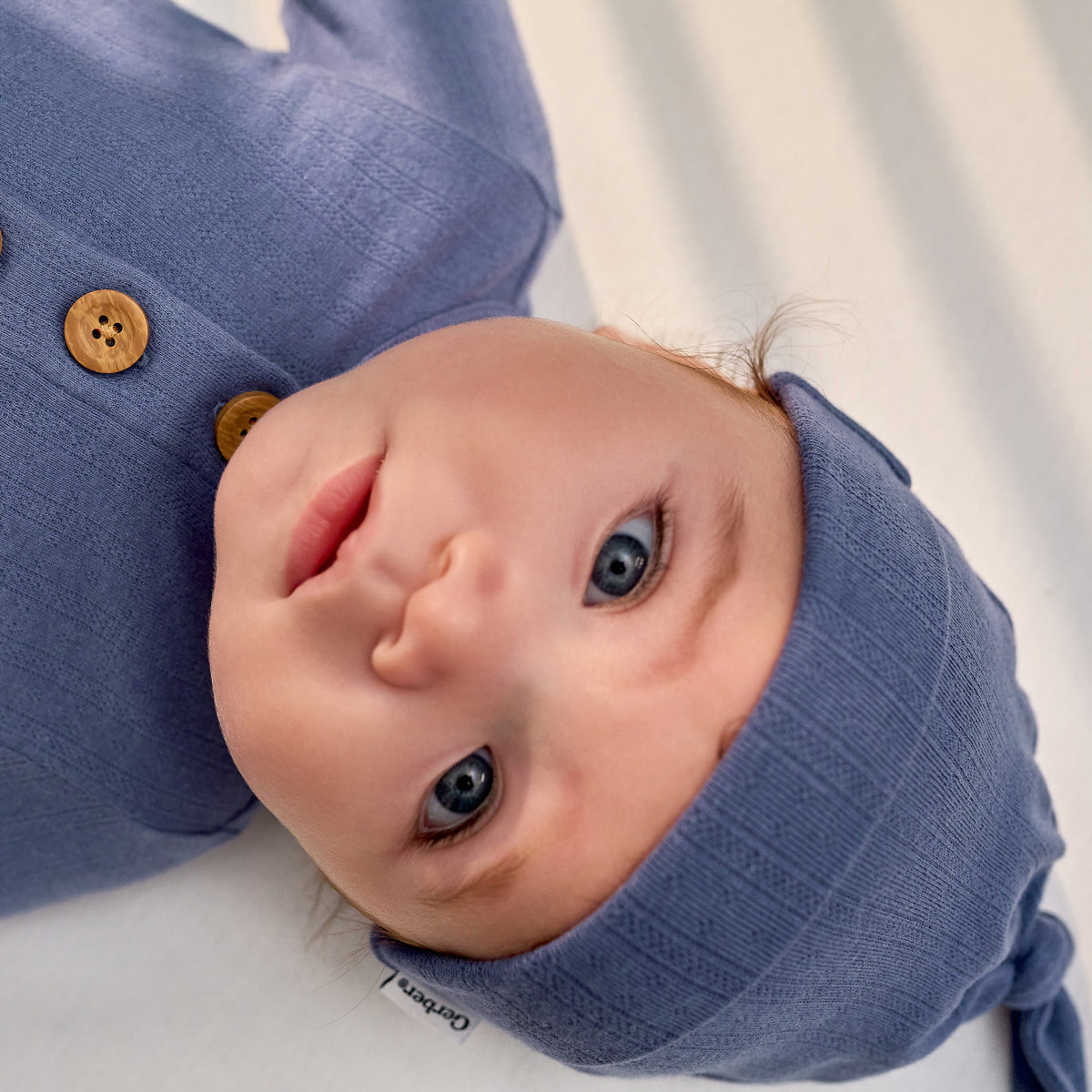 2-Piece Baby Boys Gray Blue Gown & Hat Set